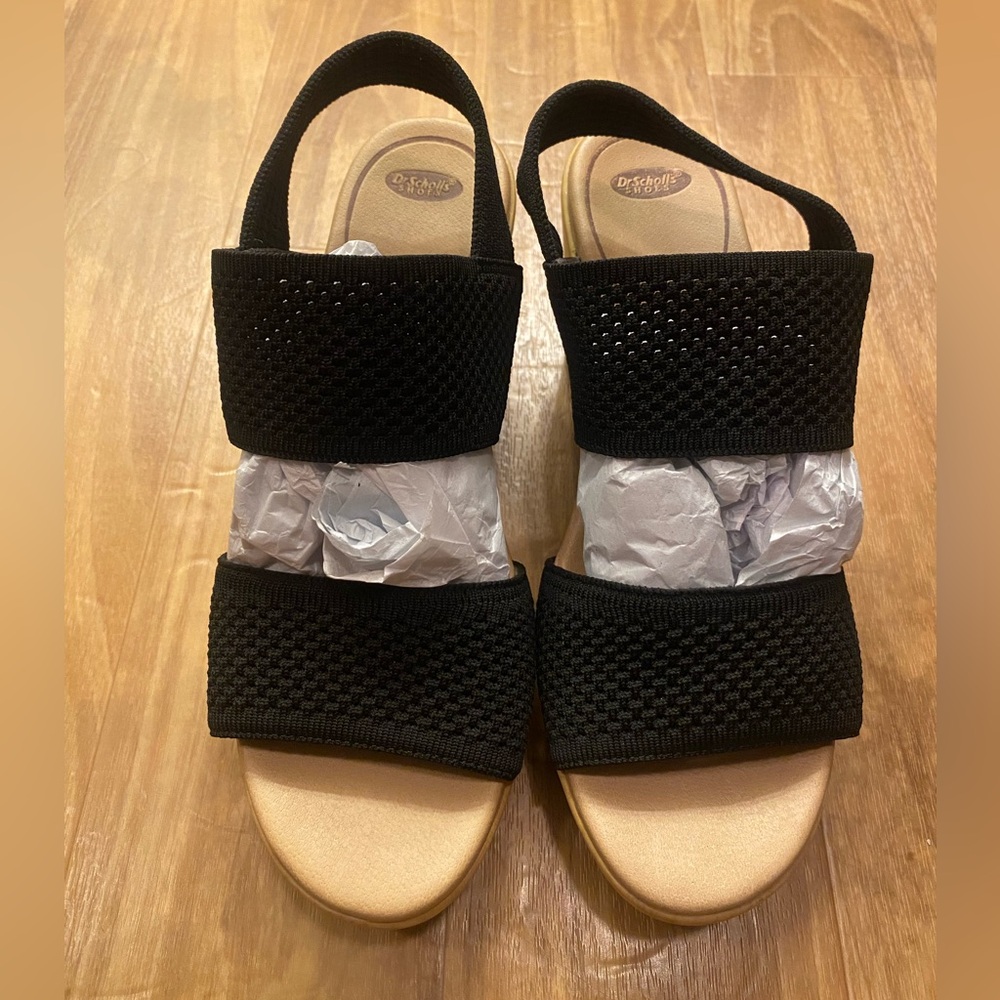 Dr.Schools Black Wedge Sandals size 8 women